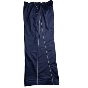 Reebok Men's Track Pants Size XL Blue W/ Stripe Lined Windbreaker Elastic Waist‎